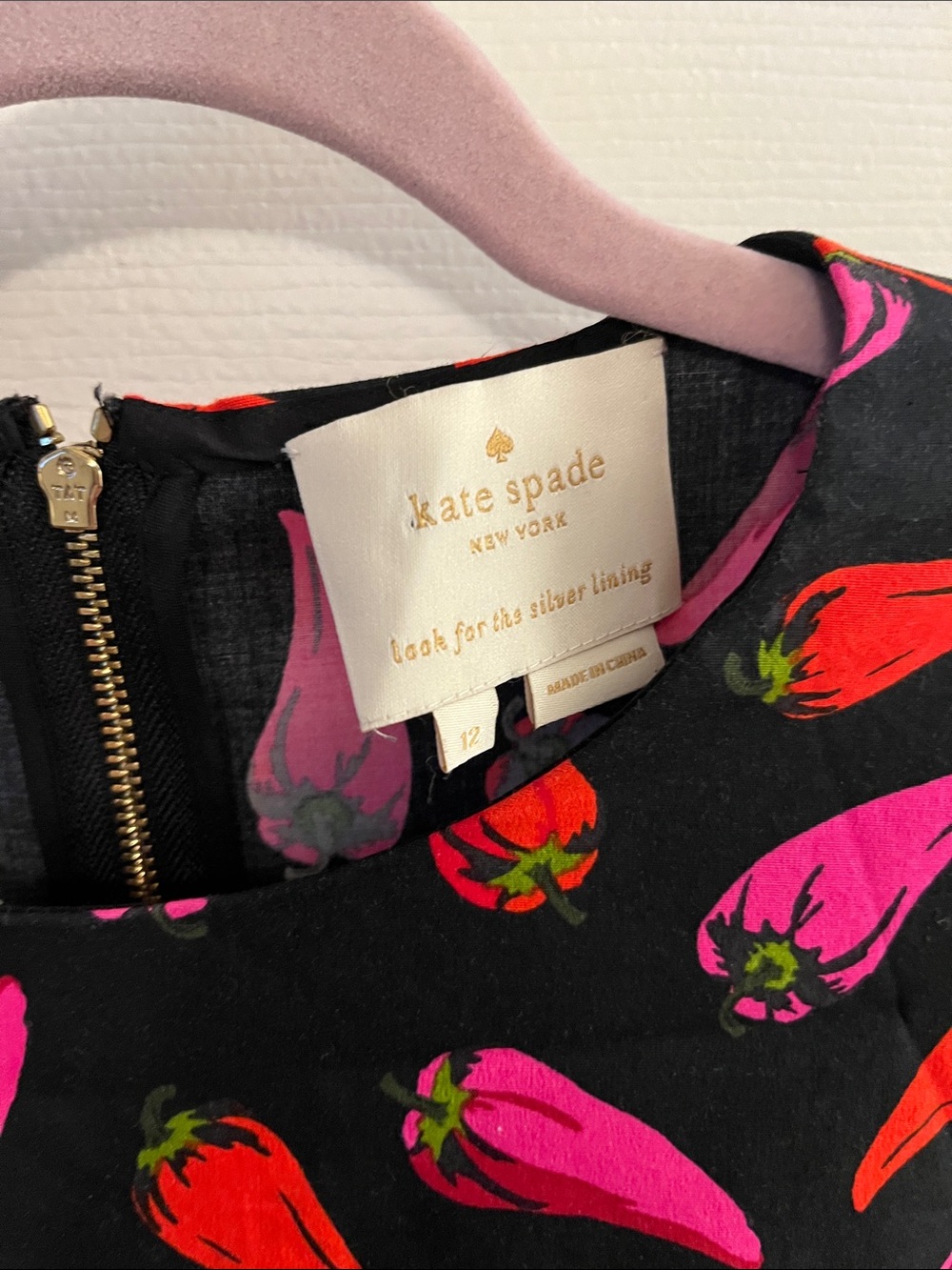 kate spade Black Dress with Red & Pink Pepper Print - Picture 2 of 3